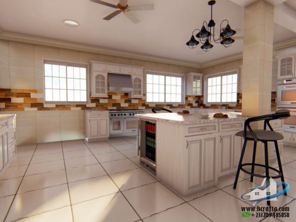 3D kitchen interior design modern contemporary style