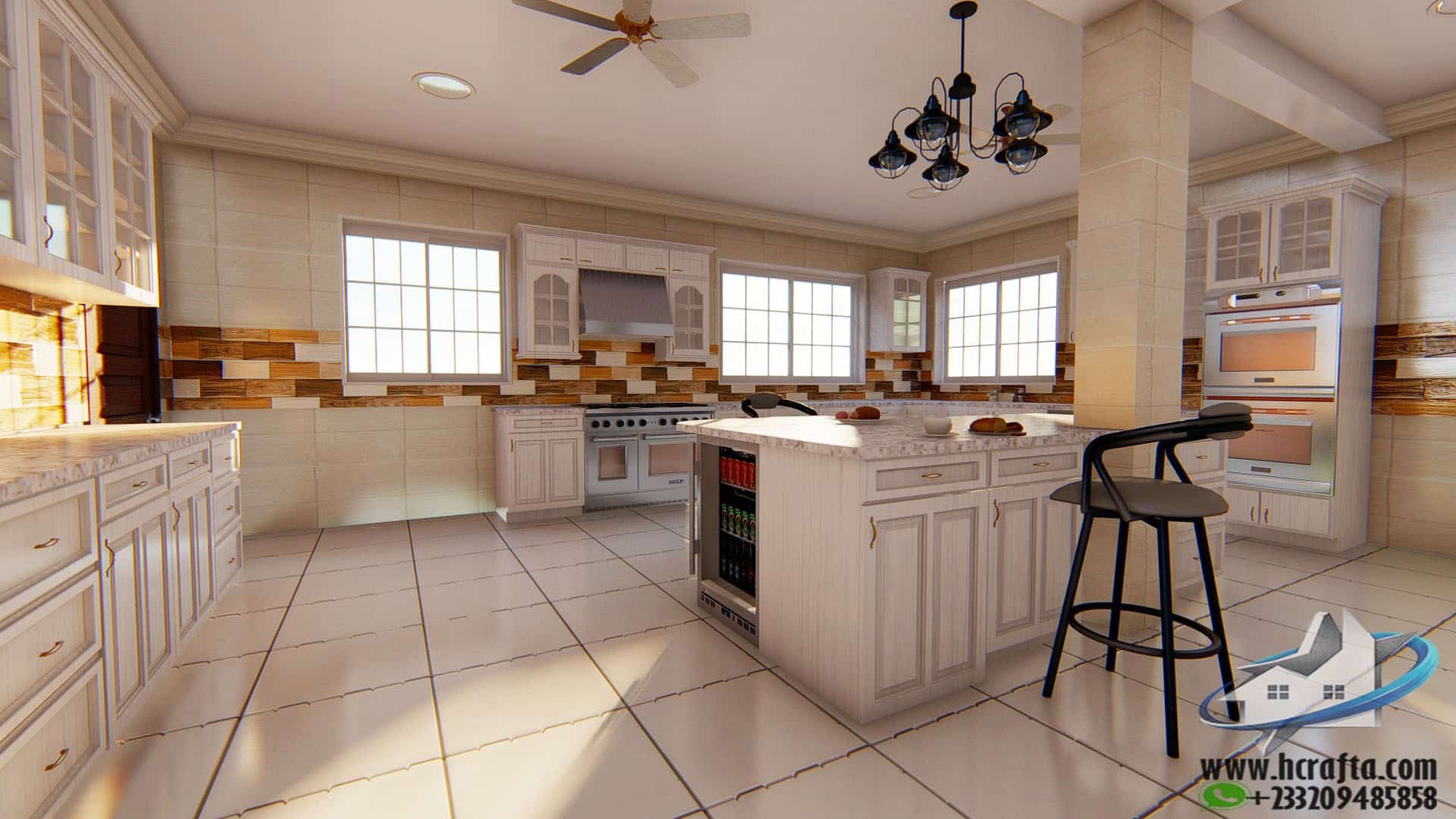 3D kitchen interior design modern contemporary style
