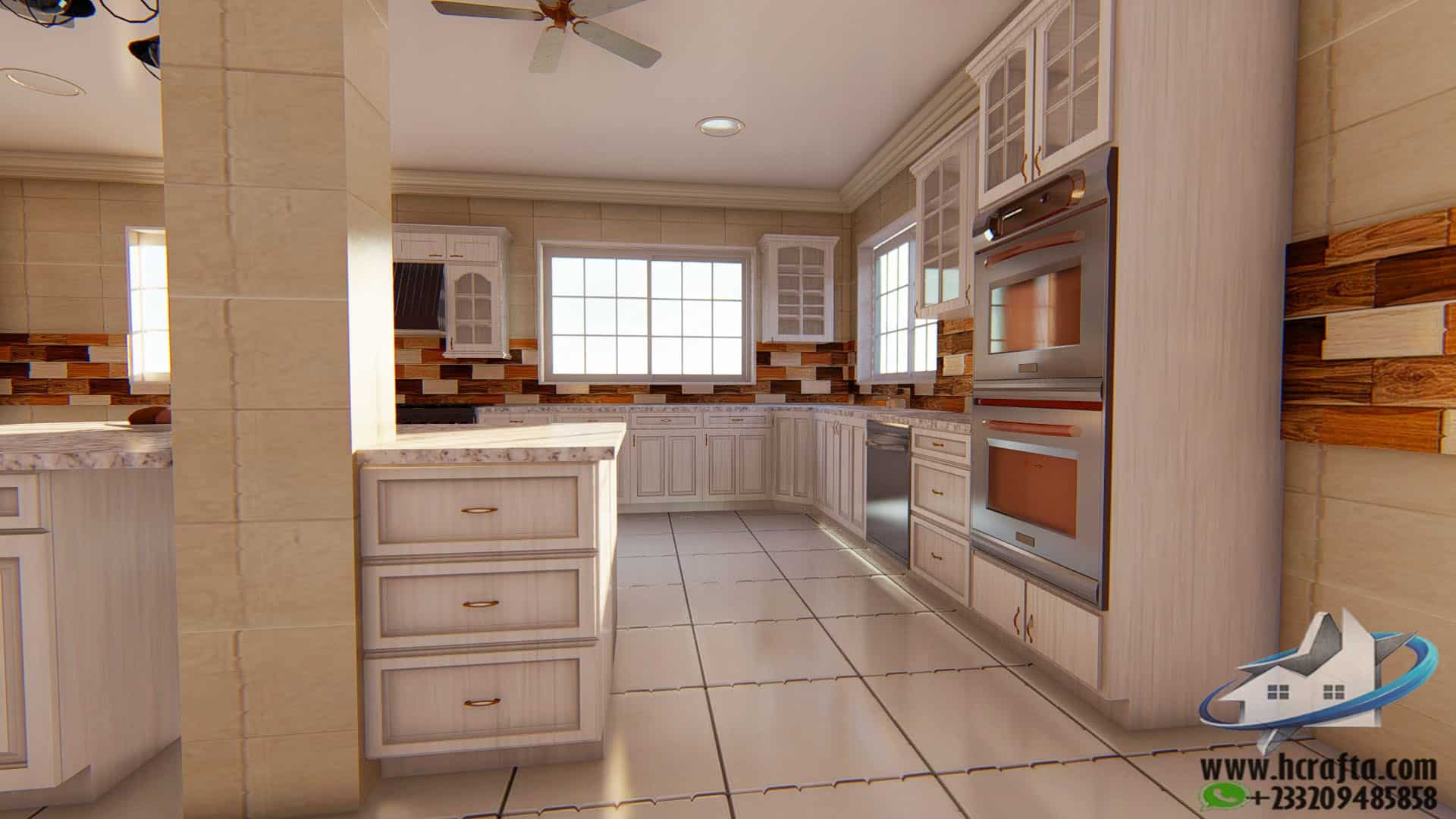 3D kitchen interior design modern contemporary style