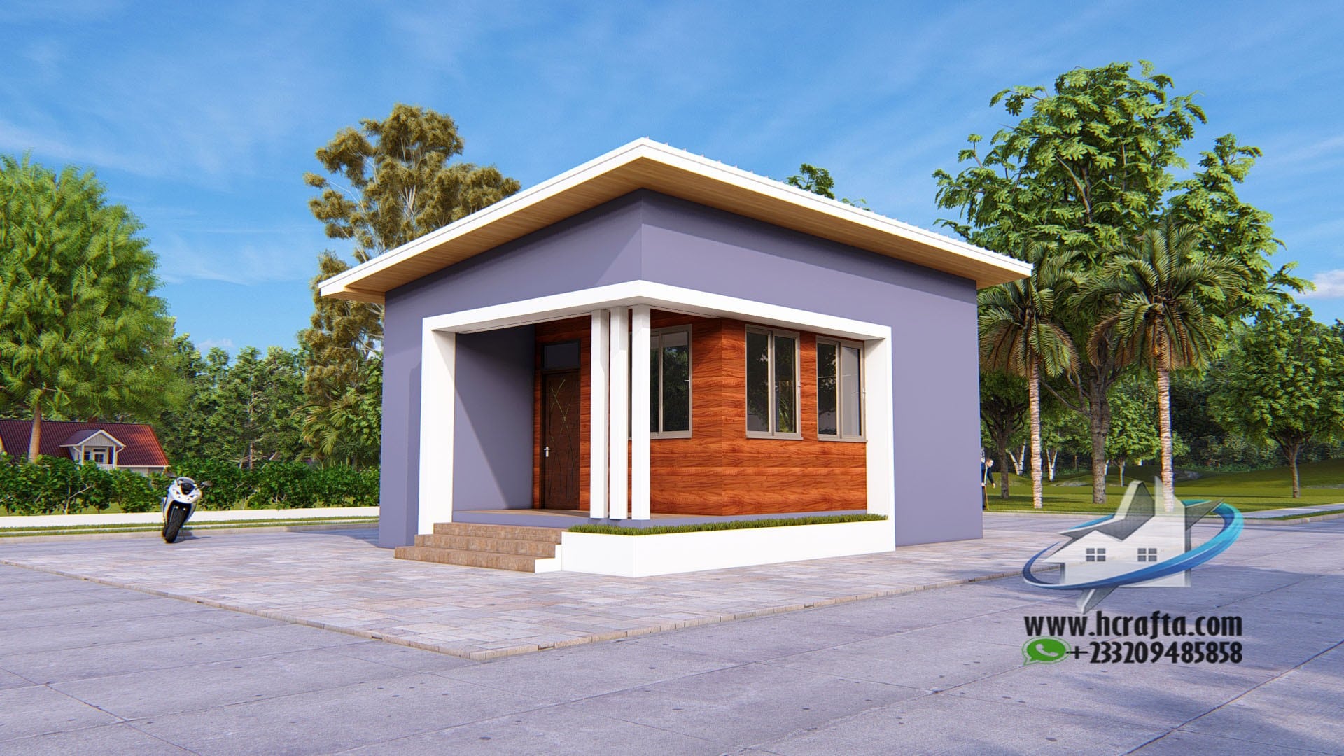 small 1 bedroom house design in Ghana layout