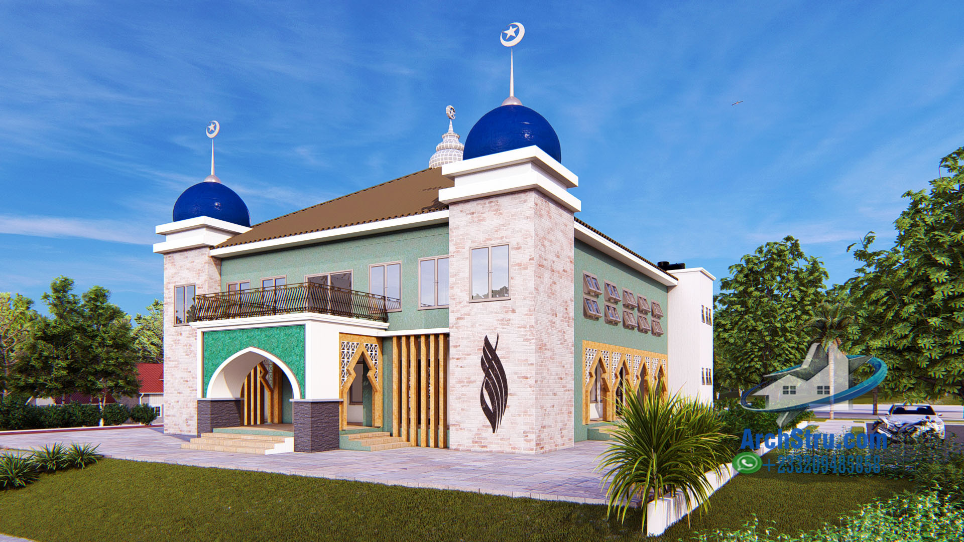 Modern Islamic mosque design in Ghana with traditional and contemporary elements