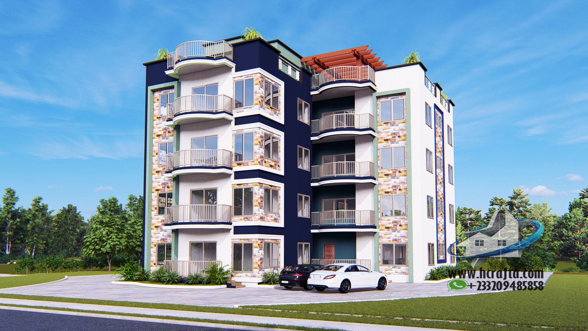rental apartment building design with balconies