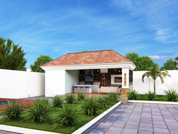 outdoor kitchen design with dining area