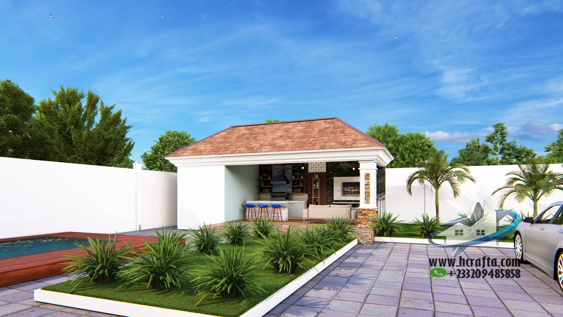 outdoor kitchen design with dining area