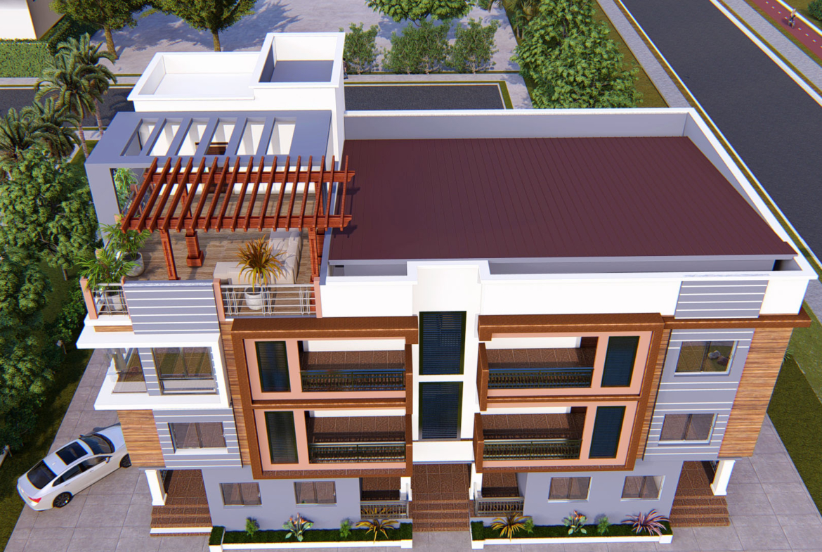 Modern apartment design in Gha with rooftop terrace and parking