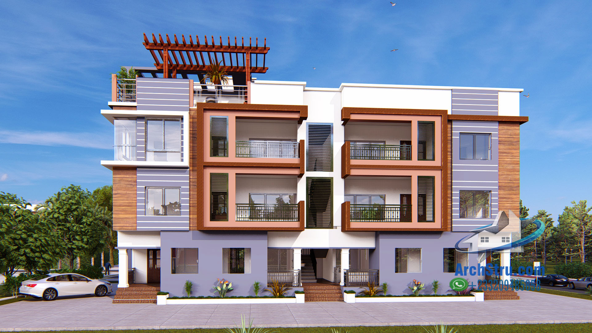 Modern apartment design in Gha featuring contemporary architecture with balcony spaces
