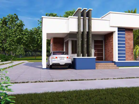 Modern 2 bedroom bungalow with carport and landscaped garden