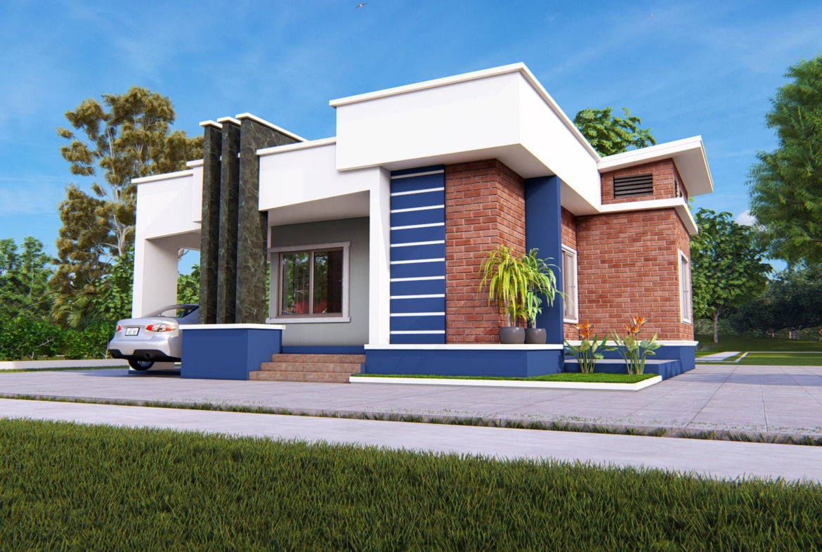 2 bedroom bungalow design Ghana exterior