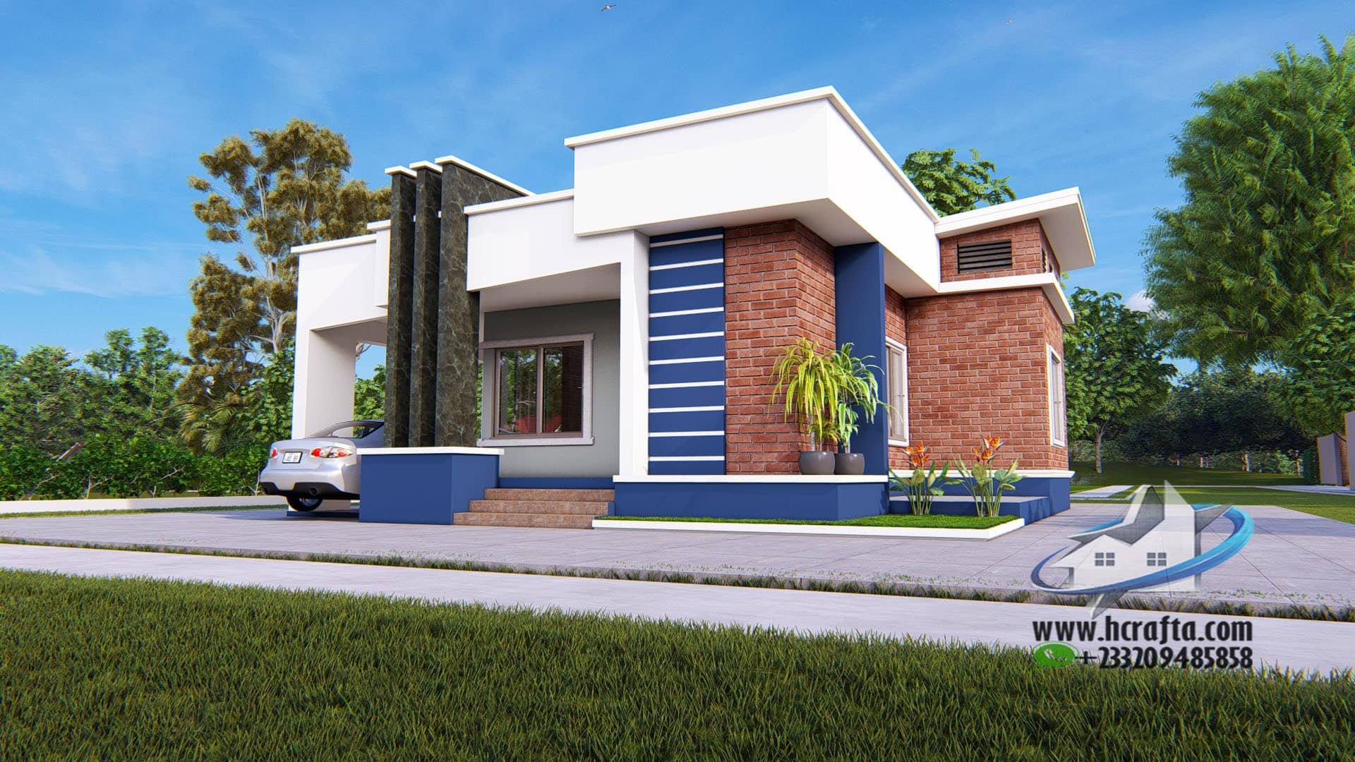 • 2-bedroom-house-design-ghana 2 bedroom bungalow design Ghana exterior