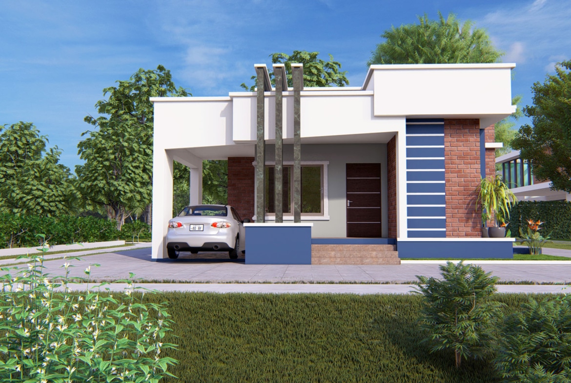 modern 2 bedroom bungalow with car porch Ghana